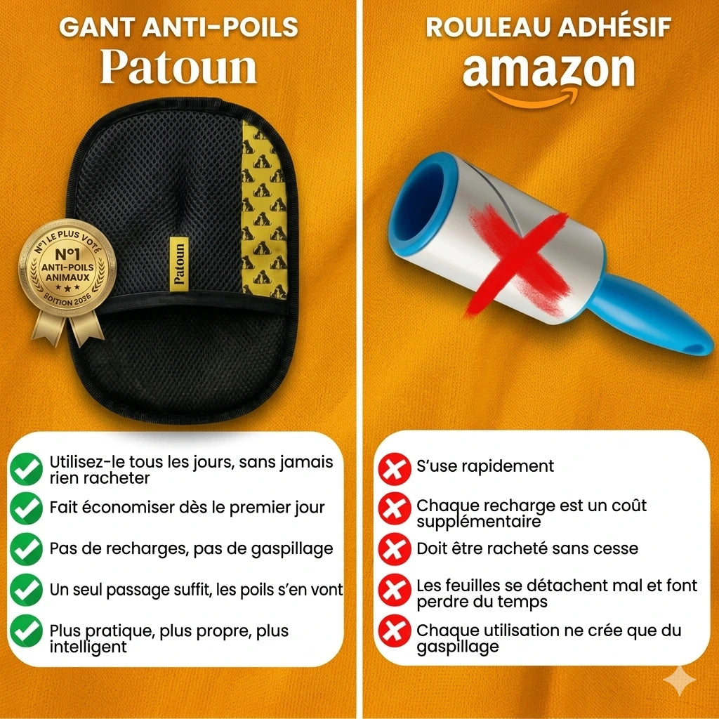 Patoun™ Gant anti-pilosité réutilisable et écologique